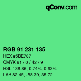 カラーコード: RGB 91 231 135 | qconv.com