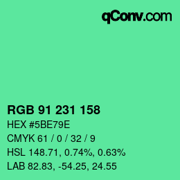 カラーコード: RGB 91 231 158 | qconv.com
