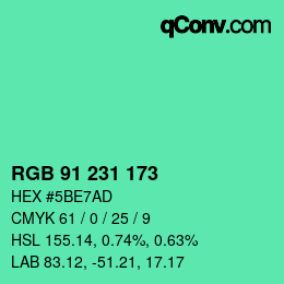 Color code: RGB 91 231 173 | qconv.com