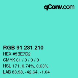 Color code: RGB 91 231 210 | qconv.com