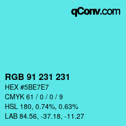 カラーコード: RGB 91 231 231 | qconv.com