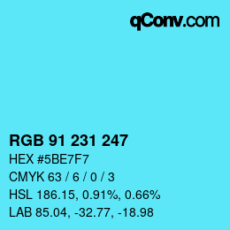 Color code: RGB 91 231 247 | qconv.com