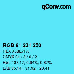Color code: RGB 91 231 250 | qconv.com