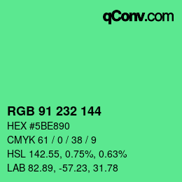 Color code: RGB 91 232 144 | qconv.com