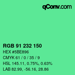 カラーコード: RGB 91 232 150 | qconv.com
