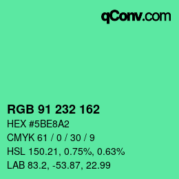 Color code: RGB 91 232 162 | qconv.com