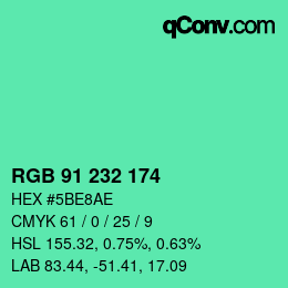 Color code: RGB 91 232 174 | qconv.com