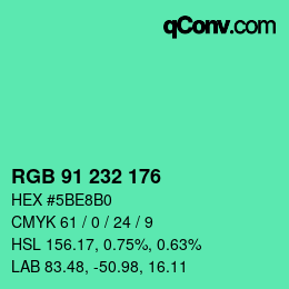 Color code: RGB 91 232 176 | qconv.com