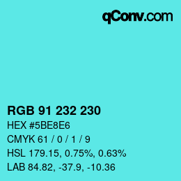 Color code: RGB 91 232 230 | qconv.com