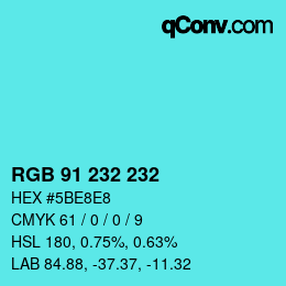 Color code: RGB 91 232 232 | qconv.com