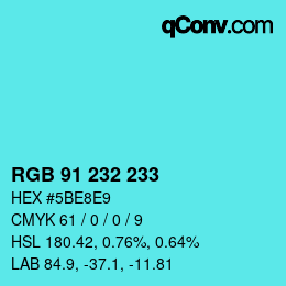 Color code: RGB 91 232 233 | qconv.com