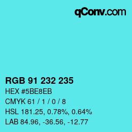 Color code: RGB 91 232 235 | qconv.com