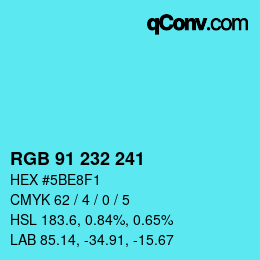 Color code: RGB 91 232 241 | qconv.com