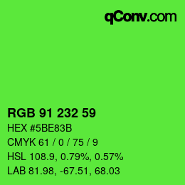 颜色代码: RGB 91 232 59 | qconv.com