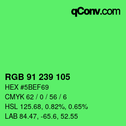Color code: RGB 91 239 105 | qconv.com