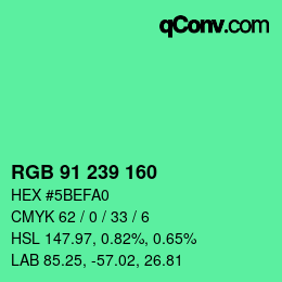 Color code: RGB 91 239 160 | qconv.com