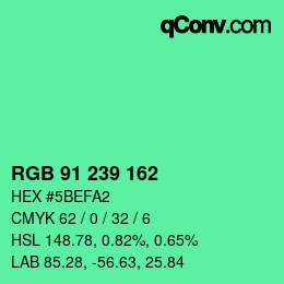Color code: RGB 91 239 162 | qconv.com