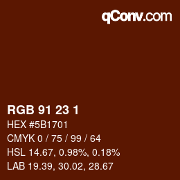 颜色代码: RGB 91 23 1 | qconv.com