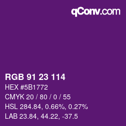 Color code: RGB 91 23 114 | qconv.com
