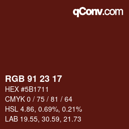Color code: RGB 91 23 17 | qconv.com
