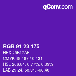 カラーコード: RGB 91 23 175 | qconv.com