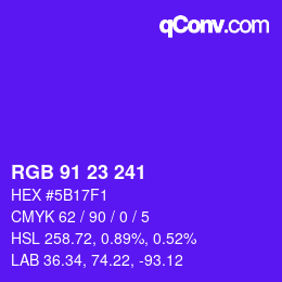 Color code: RGB 91 23 241 | qconv.com