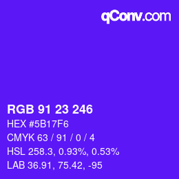 Color code: RGB 91 23 246 | qconv.com