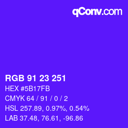 カラーコード: RGB 91 23 251 | qconv.com