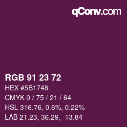 Color code: RGB 91 23 72 | qconv.com