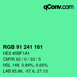 Color code: RGB 91 241 161 | qconv.com