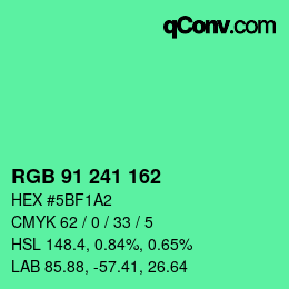Color code: RGB 91 241 162 | qconv.com