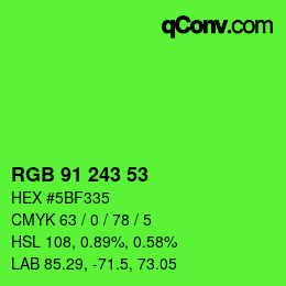 颜色代码: RGB 91 243 53 | qconv.com