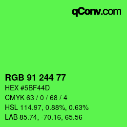 カラーコード: RGB 91 244 77 | qconv.com
