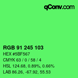 Farbcode: RGB 91 245 103 | qconv.com