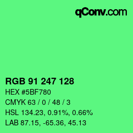 Color code: RGB 91 247 128 | qconv.com