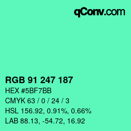 Color code: RGB 91 247 187 | qconv.com