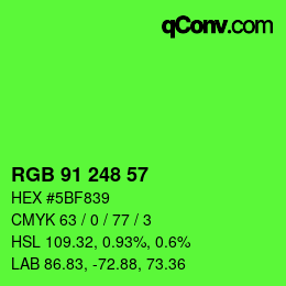 Color code: RGB 91 248 57 | qconv.com