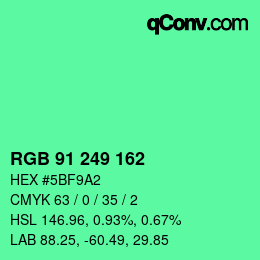 Color code: RGB 91 249 162 | qconv.com