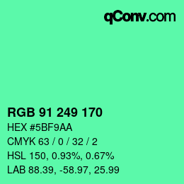 Farbcode: RGB 91 249 170 | qconv.com