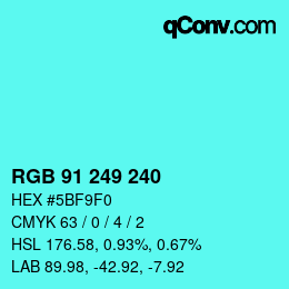 Color code: RGB 91 249 240 | qconv.com