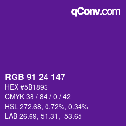 Color code: RGB 91 24 147 | qconv.com
