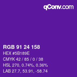 Color code: RGB 91 24 158 | qconv.com