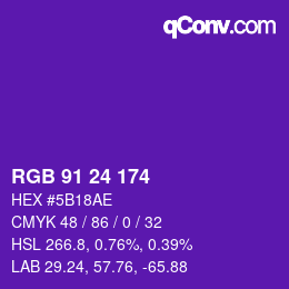 Color code: RGB 91 24 174 | qconv.com