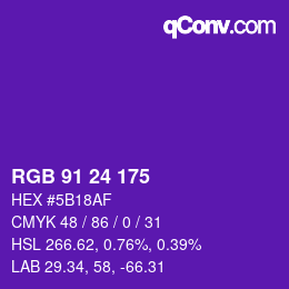 颜色代码: RGB 91 24 175 | qconv.com