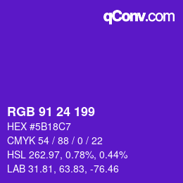 カラーコード: RGB 91 24 199 | qconv.com
