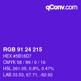 Color code: RGB 91 24 215 | qconv.com