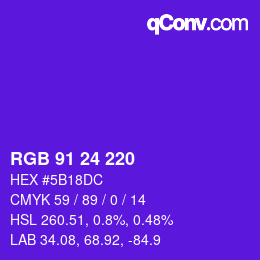 Color code: RGB 91 24 220 | qconv.com