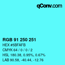 Color code: RGB 91 250 251 | qconv.com
