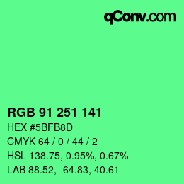 Color code: RGB 91 251 141 | qconv.com