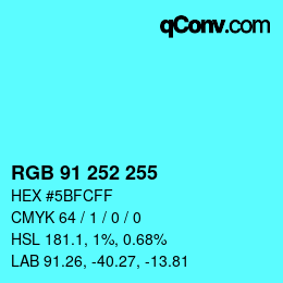 Color code: RGB 91 252 255 | qconv.com